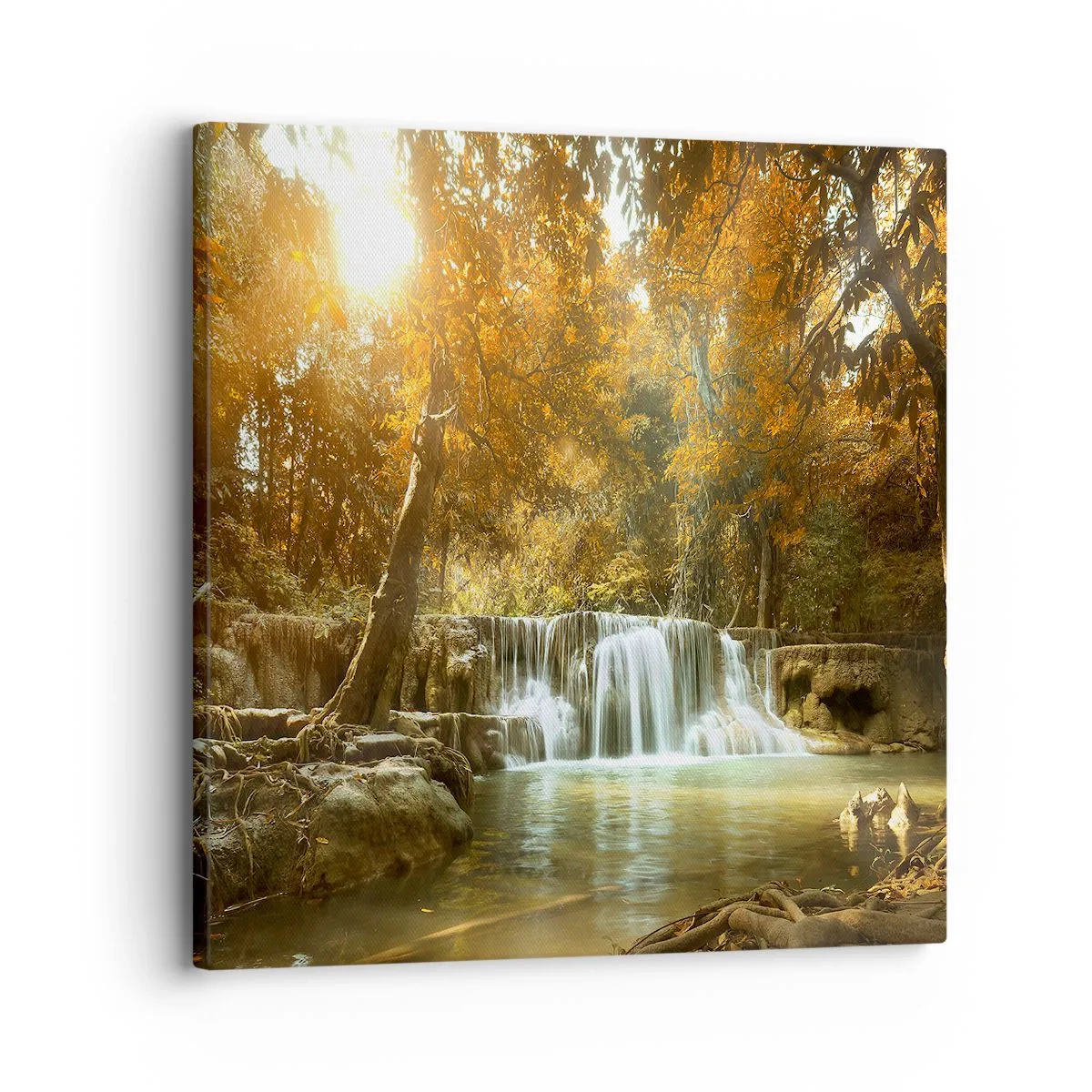 Lærredstryk - Billede på lærred - Kaskade i parken - 30x30 cm