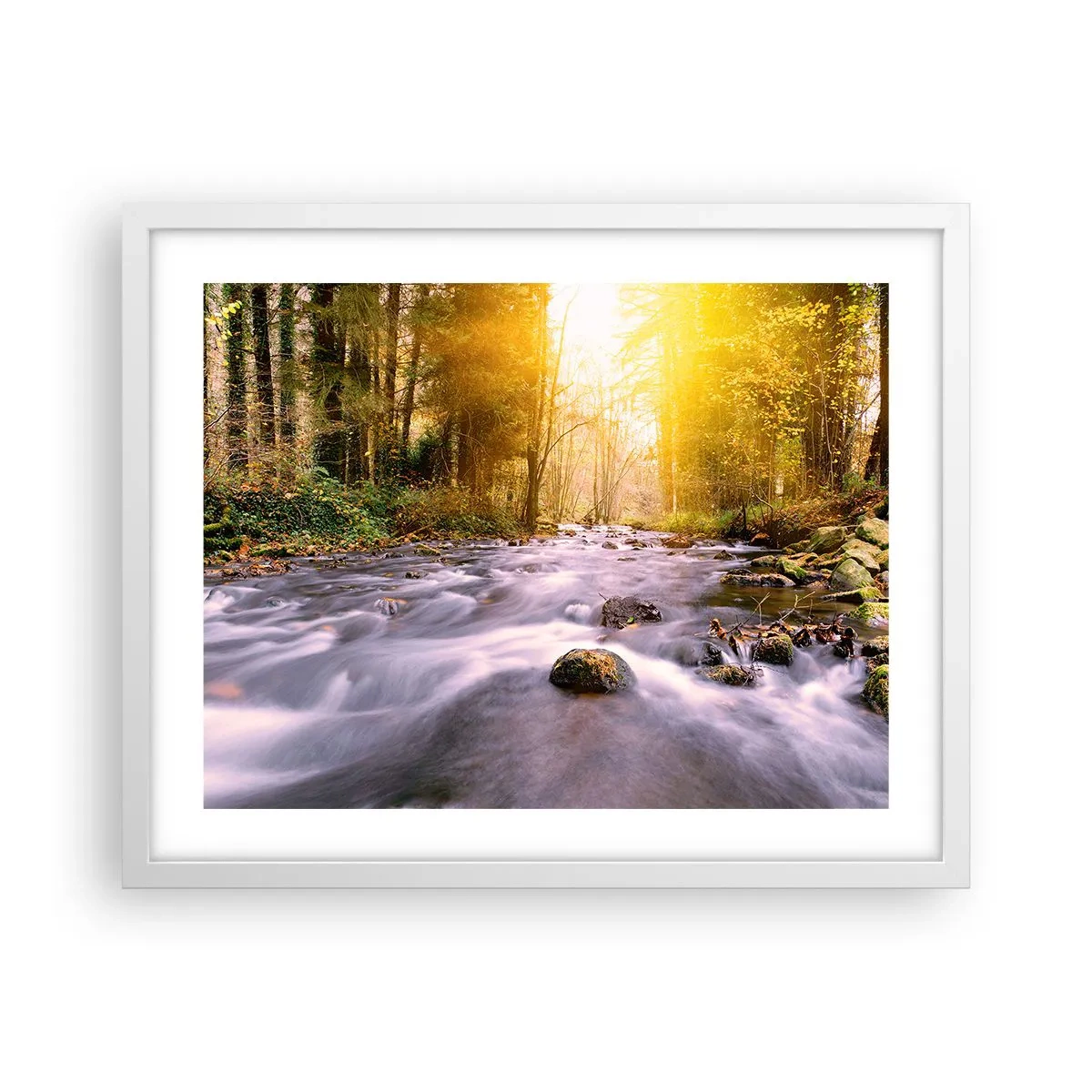 Plakat i hvid ramme - Malachit i sølv- og guldfatning - 50x40 cm