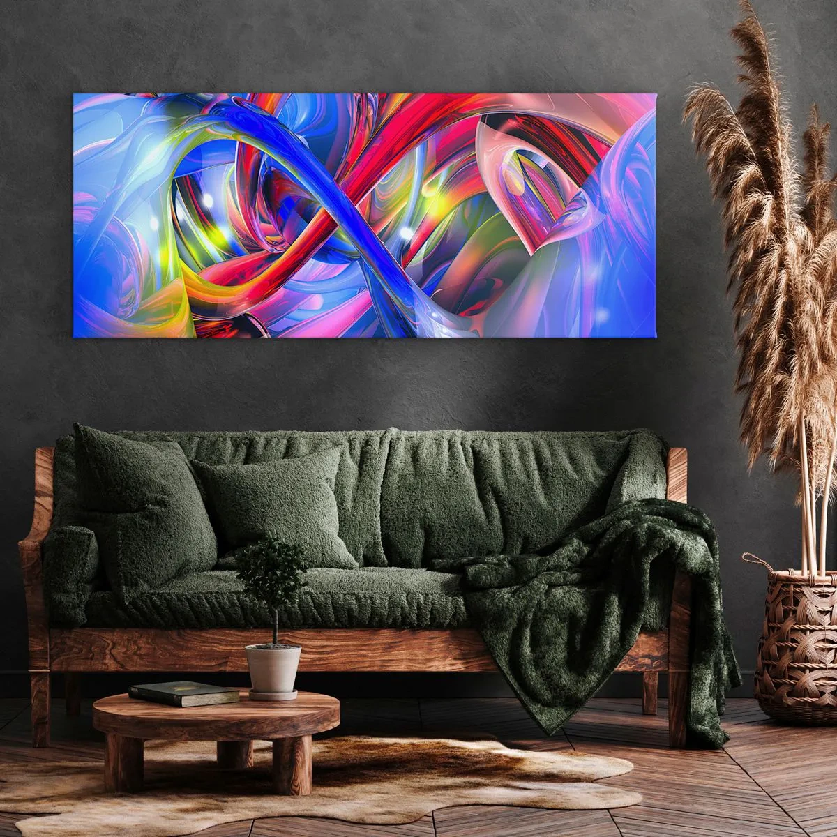 Lærredstryk - Billede på lærred - En dans af farver - 100x40 cm