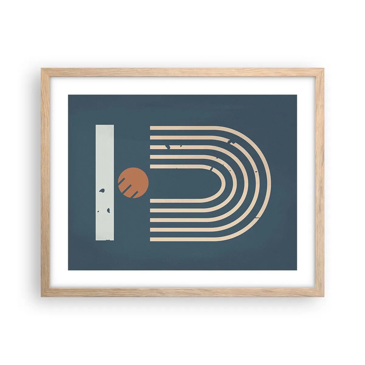 Plakat i ramme af lyst egetræ - Geometri på granatæble - 50x40 cm