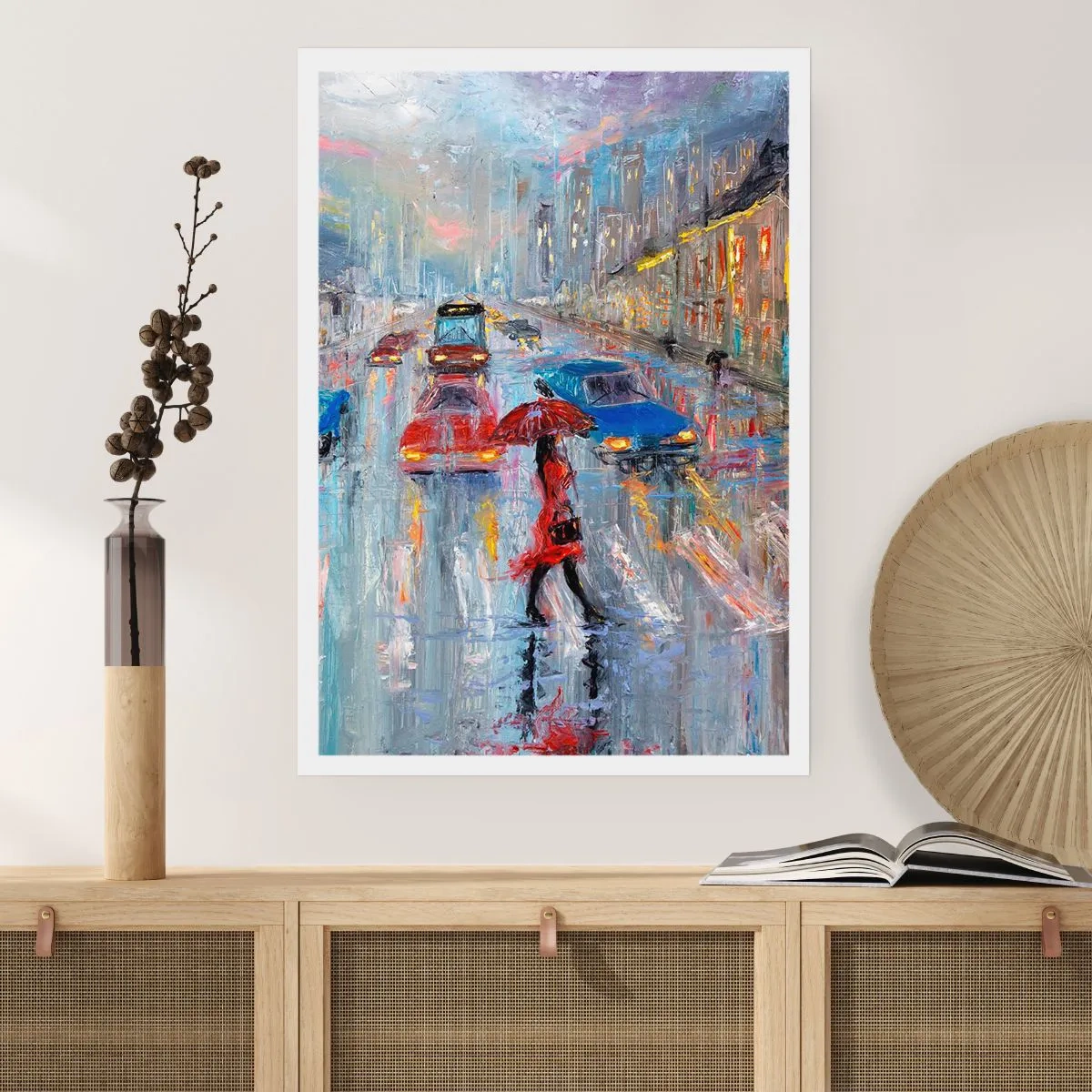 Plakat - Regnfuld eftermiddag i byen - 40x50 cm