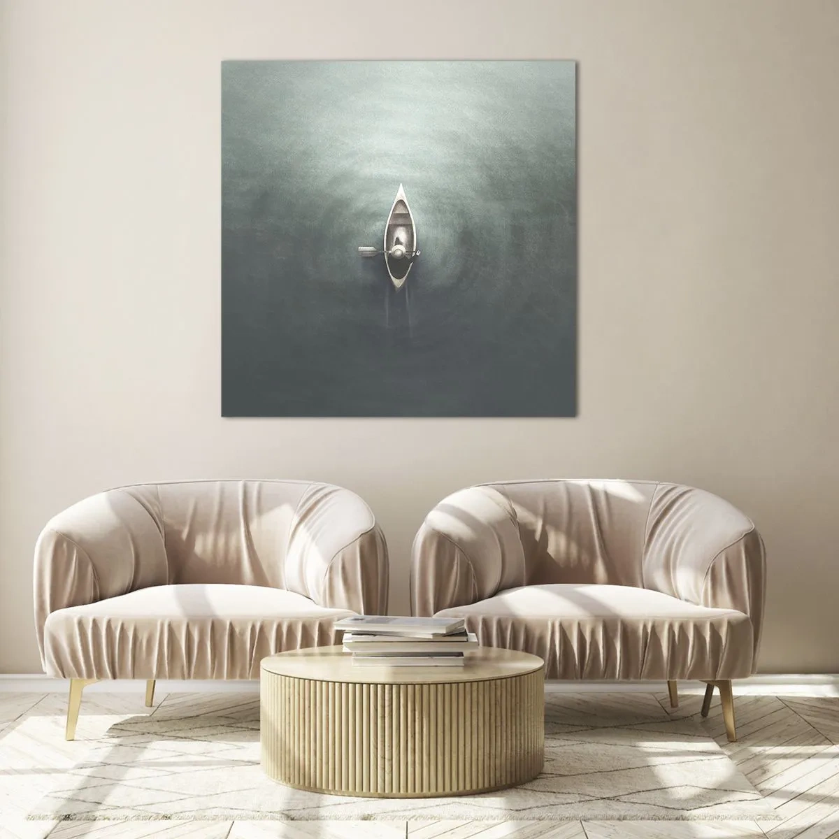 Billede på glas - På tværs af en månelyst sø - 60x60 cm