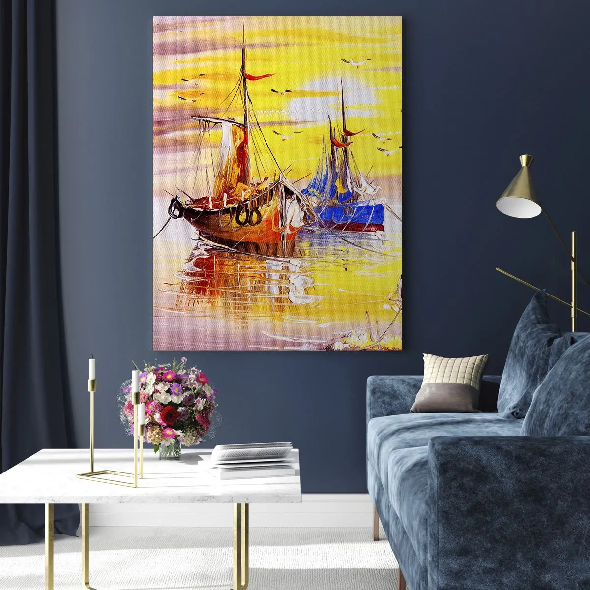 Billede på glas - Et velfortjent hvil i havnen - 50x70 cm