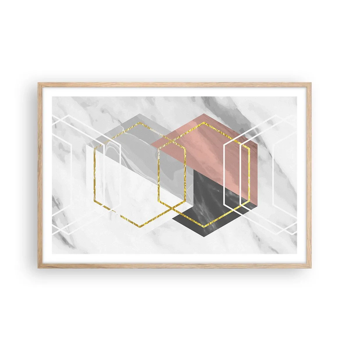 Plakat i ramme af lyst egetræ - Kædesammensætning - 91x61 cm