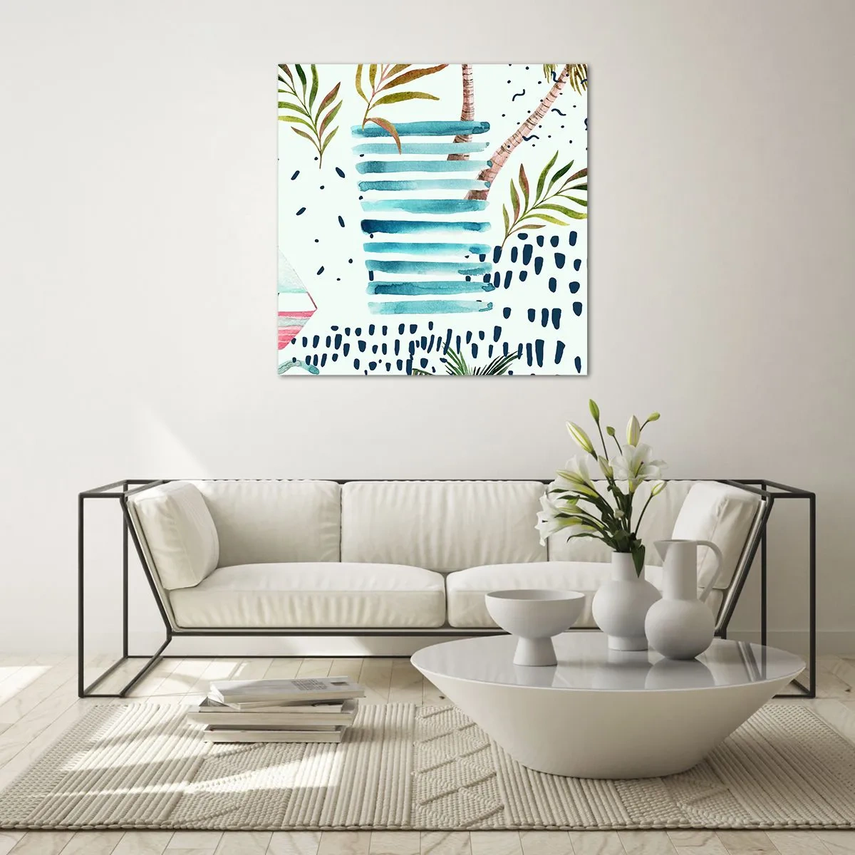 Billede på glas - Ferie under palmerne - 60x60 cm