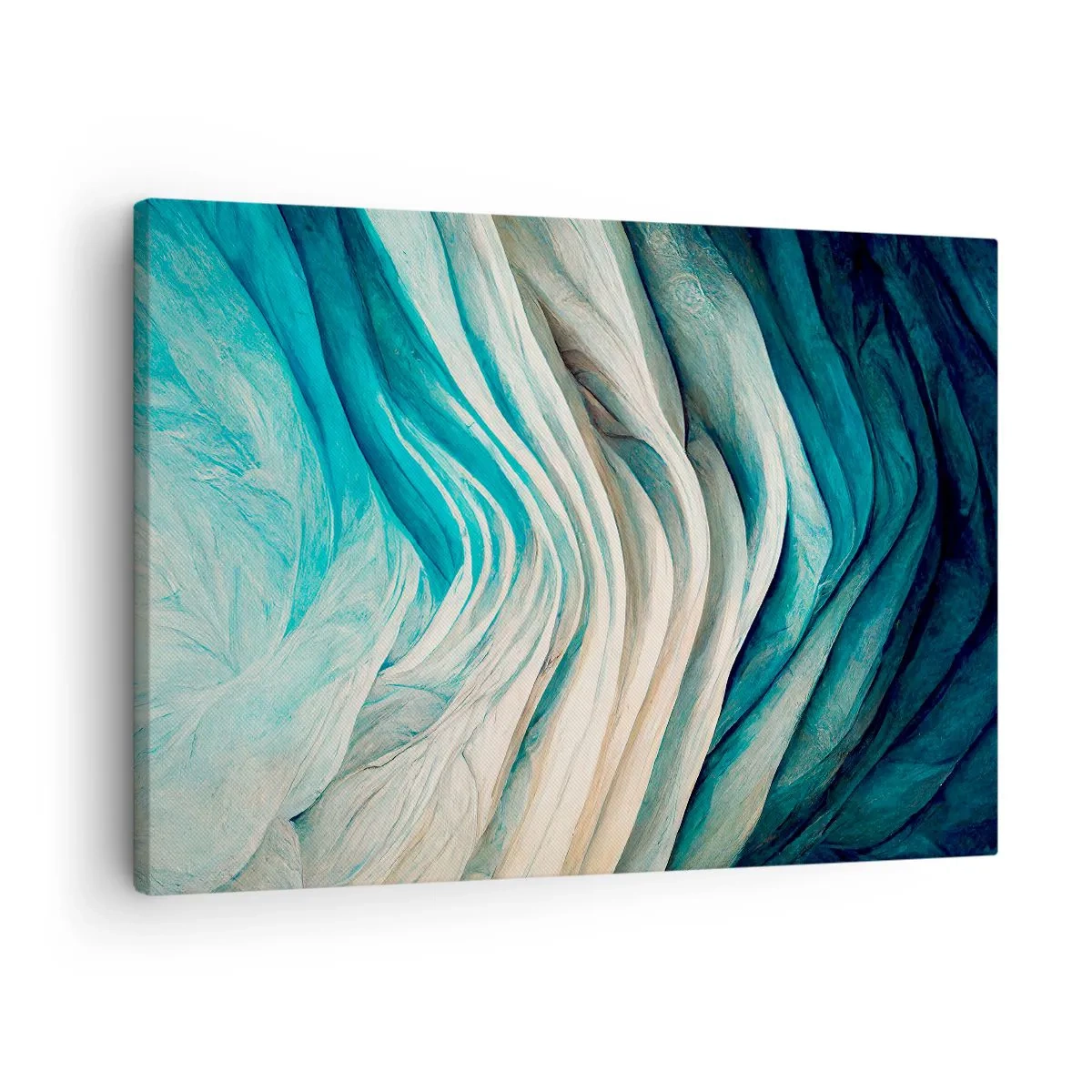 Lærredstryk - Billede på lærred - Dynamiske bølger i nuancer af blå og hvid - 70x50cm - Blå umættelighed - Moderne vægdekoration til stue og soveværelse ARTTOR