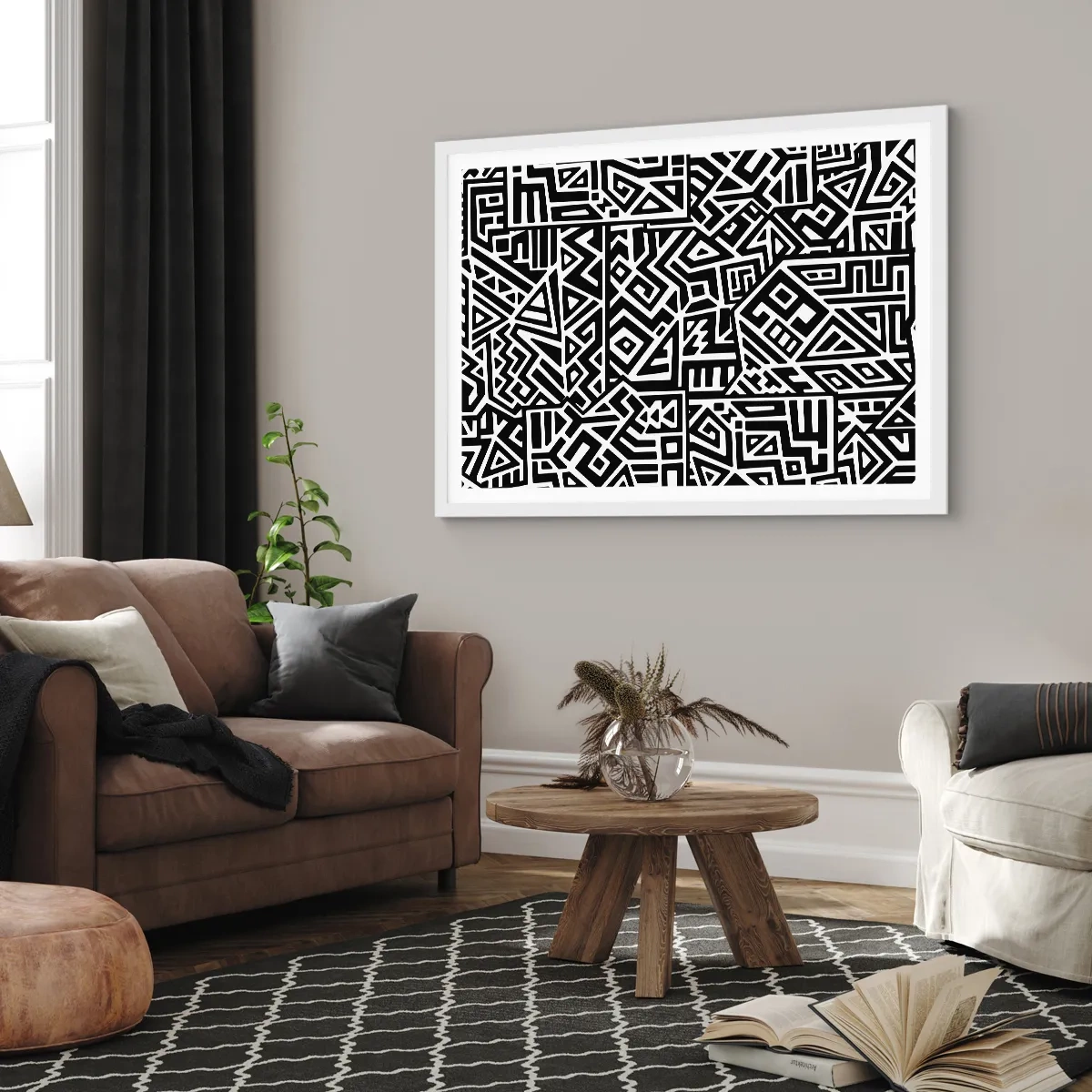 Plakat i hvid ramme - Præcolumbiansk sammensætning - 91x61 cm