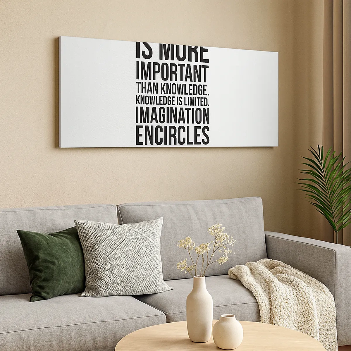 Lærredstryk - Billede på lærred - Einstein om fantasiens kraft - 30x30 cm