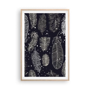 Plakat i ramme af lyst egetræ - Fjerede blonder - 61x91 cm