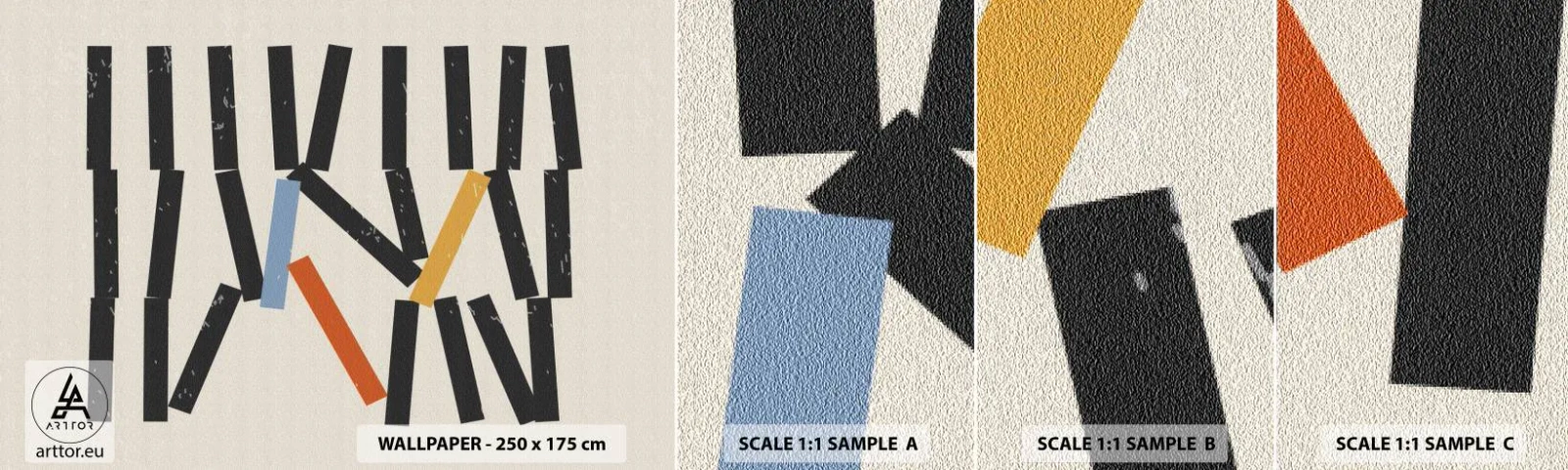 Prøve Fototapet Selvklæbende Deluxe Sticker - Dominoer - komposition - Minimalisme, Hipster, Nutidige - 100x30 cm