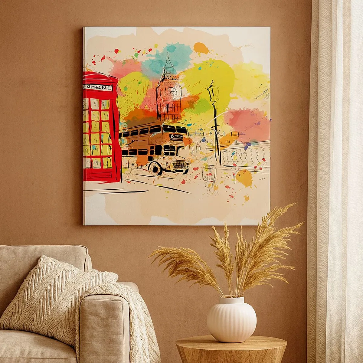 Lærredstryk - Billede på lærred - En by med variation - 30x30 cm