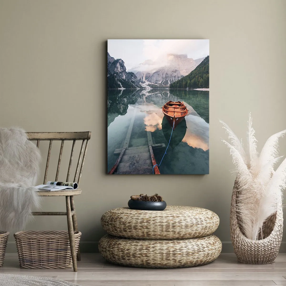 Lærredstryk - Billede på lærred - Fredfyldt søvn i bjergene - 50x70 cm