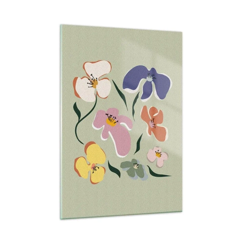 Billede på glas - Stedmoderblomster med et twist - 50x70 cm