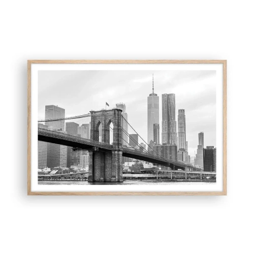 Plakat i ramme af lyst egetræ - New York stemning - 91x61 cm