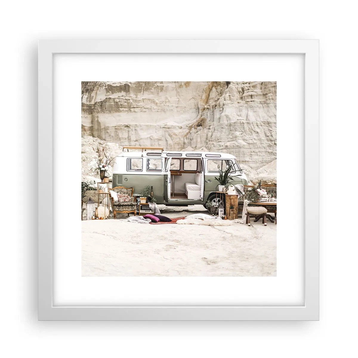 Plakat i hvid ramme - Tid til at starte rejsen - 30x30 cm