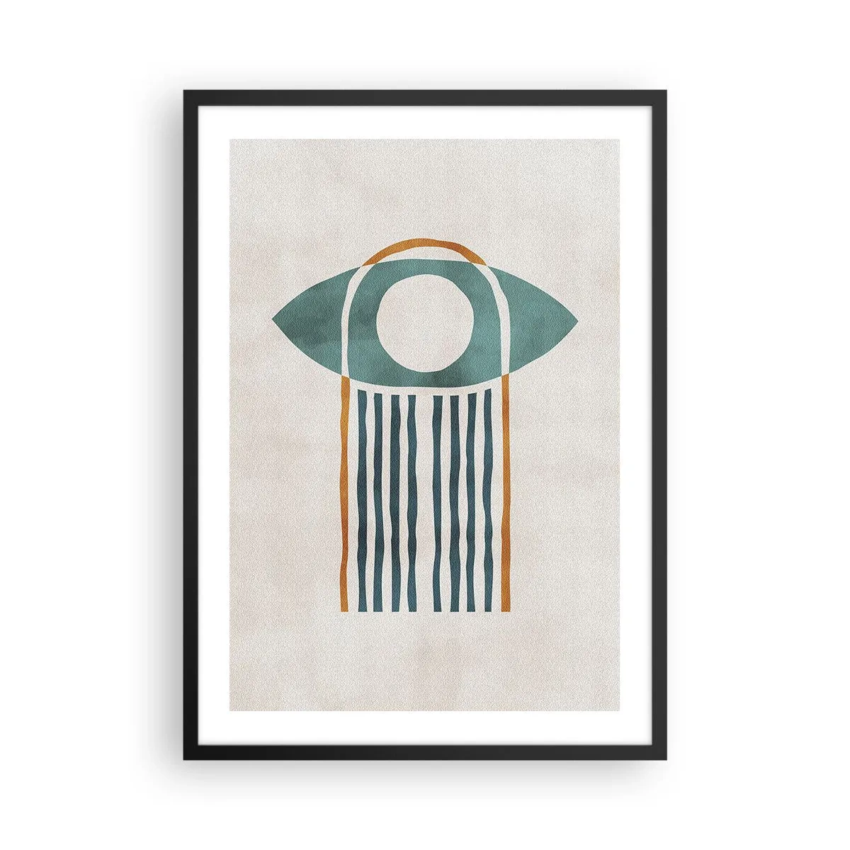 Plakat i sort ramme - Minimalistisk boho øjesymbol - 50x70cm - Tegn og ritualer - Moderne vægdekoration til stue og soveværelse ARTTOR