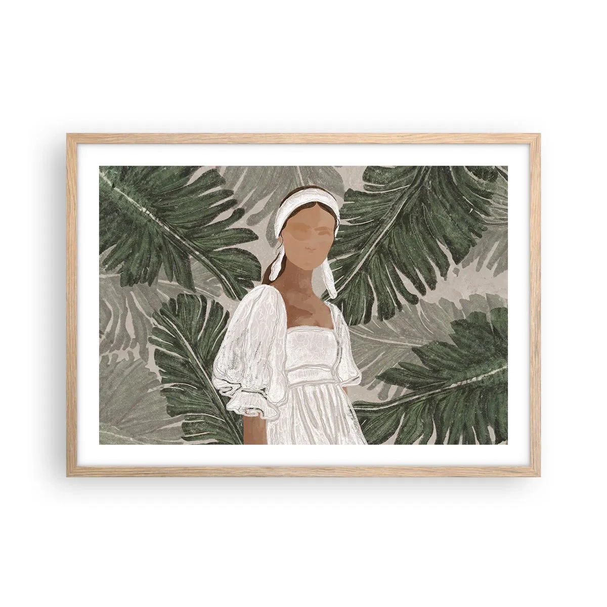 Plakat i ramme af lyst egetræ - Eksotisk portræt - 70x50 cm