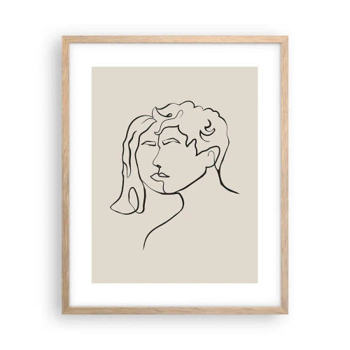 Plakat i ramme af lyst egetræ - Og enhed er blevet til - 40x50 cm