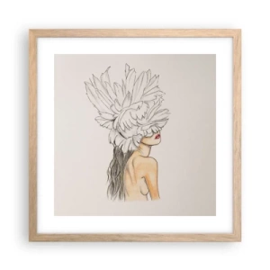 Plakat i ramme af lyst egetræ - Skønhed kronet - 40x40 cm