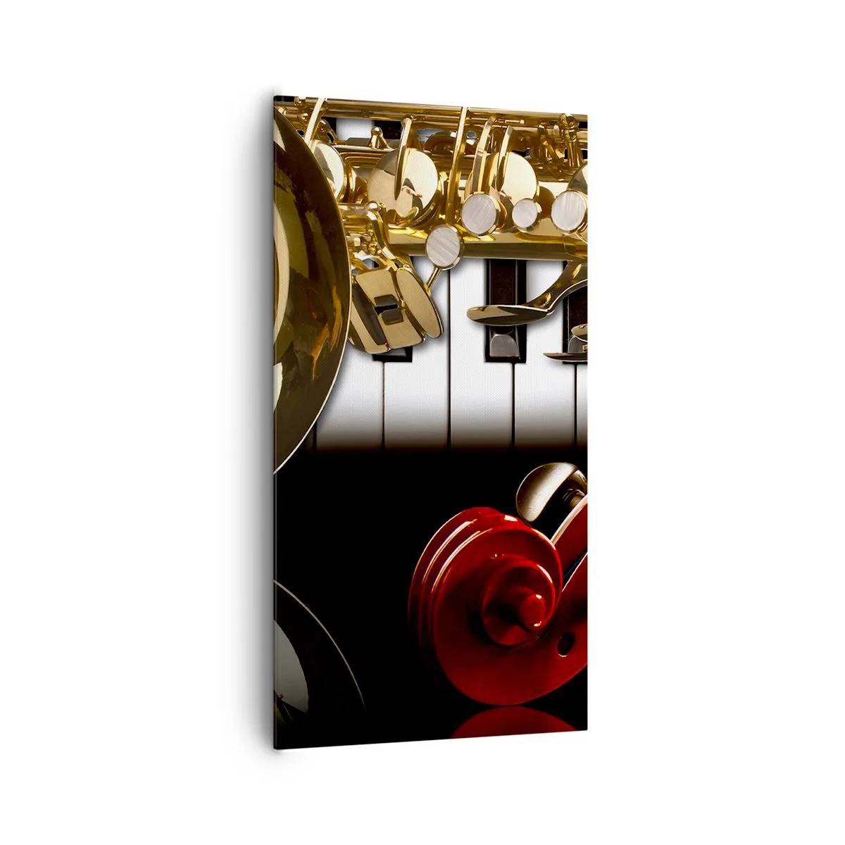 Lærredstryk - Billede på lærred - Metalplader, træ og elfenben - 65x120 cm