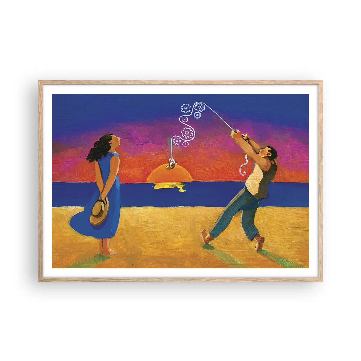 Plakat i ramme af lyst egetræ - Mere end en stjerne fra himlen - 100x70 cm