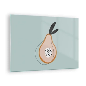 Billede på glas - Abstrakt illustration af en pære i minimalistisk stil - 70x50cm - Trænge ind i tingenes natur - Moderne vægdekoration til stue og soveværelse ARTTOR