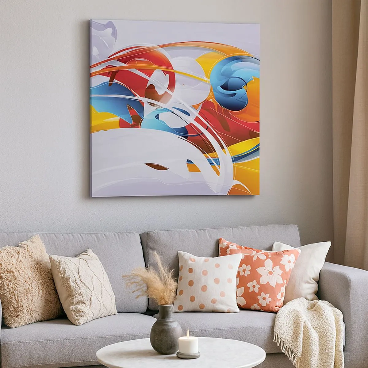 Lærredstryk - Billede på lærred - Elementernes dans - 30x30 cm