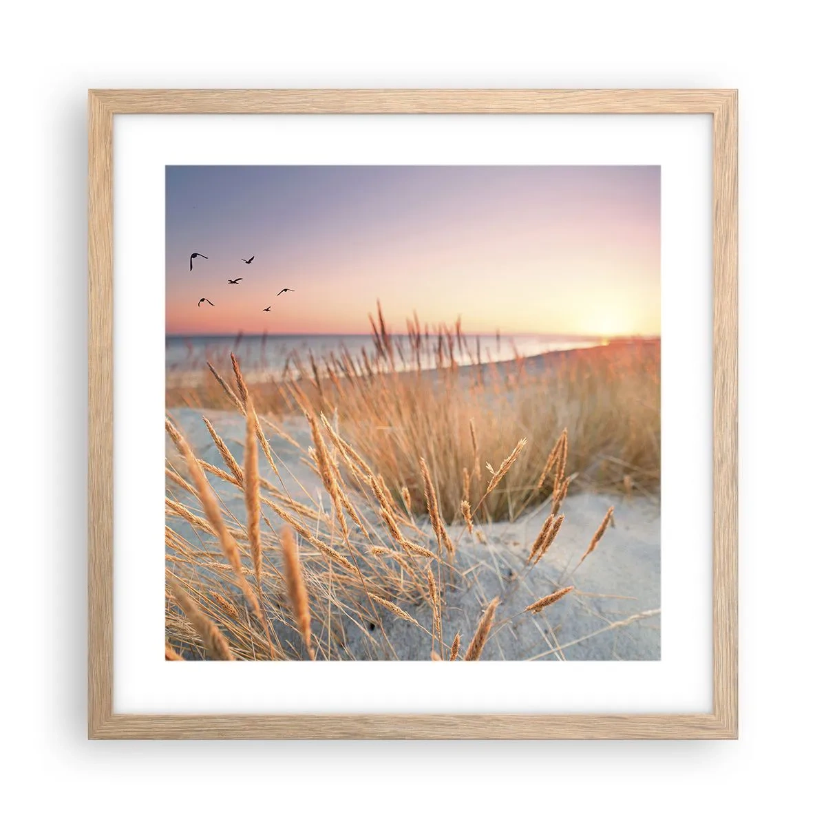 Plakat i ramme af lyst egetræ - Baltisk vuggevise - 40x40 cm