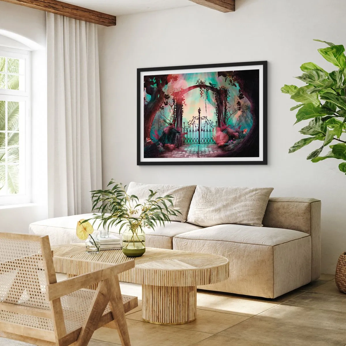 Plakat i sort ramme - Hemmelig have - 100x70 cm