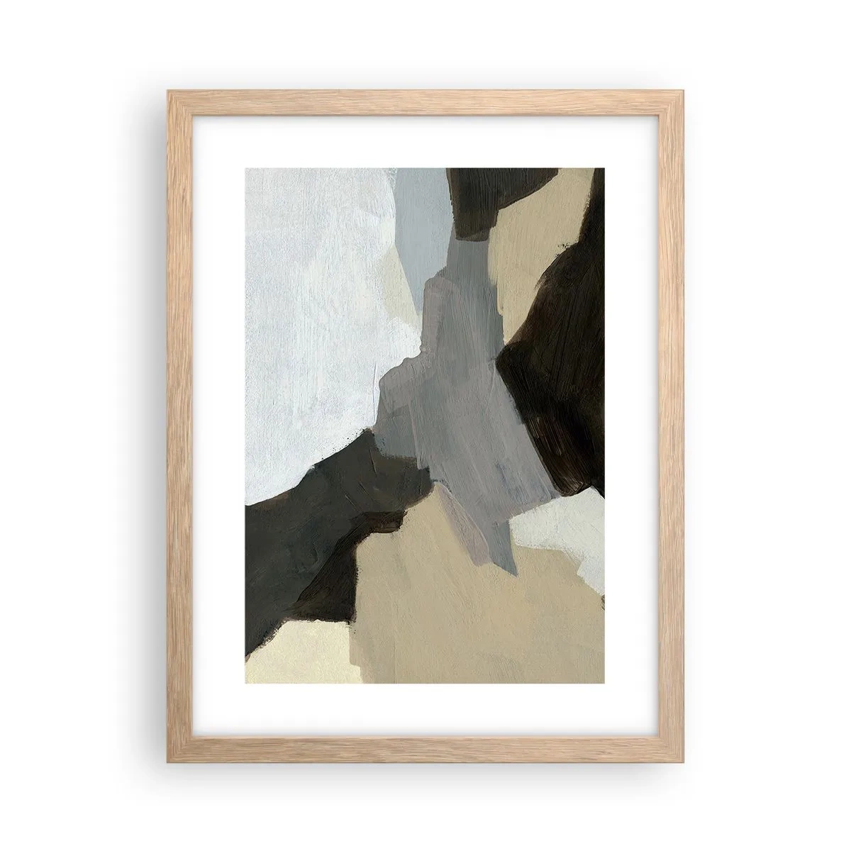 Plakat i ramme af lyst egetræ - Abstraktion: afsked med det grå - 30x40 cm