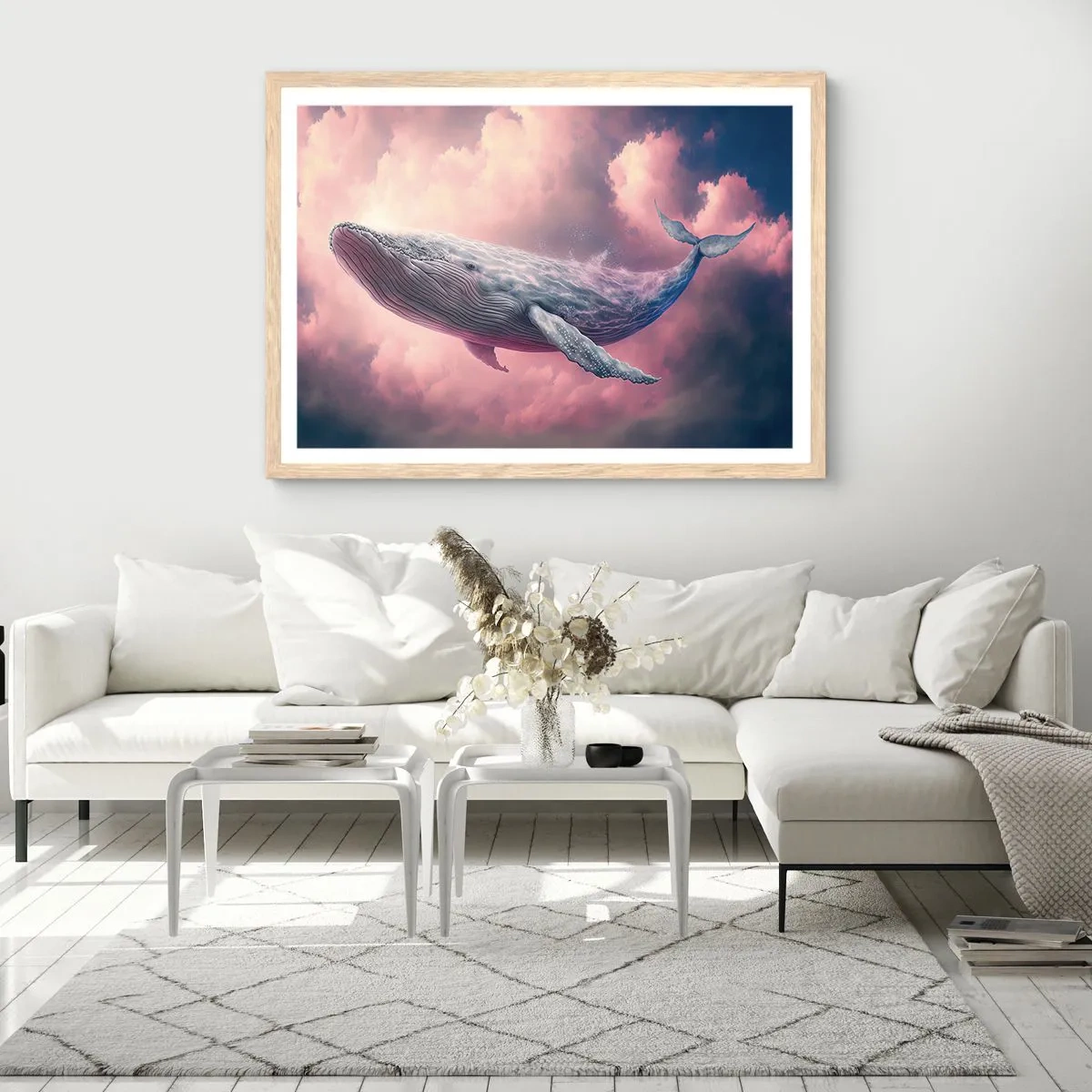 Plakat i ramme af lyst egetræ - Tør dine øjne - 70x50 cm