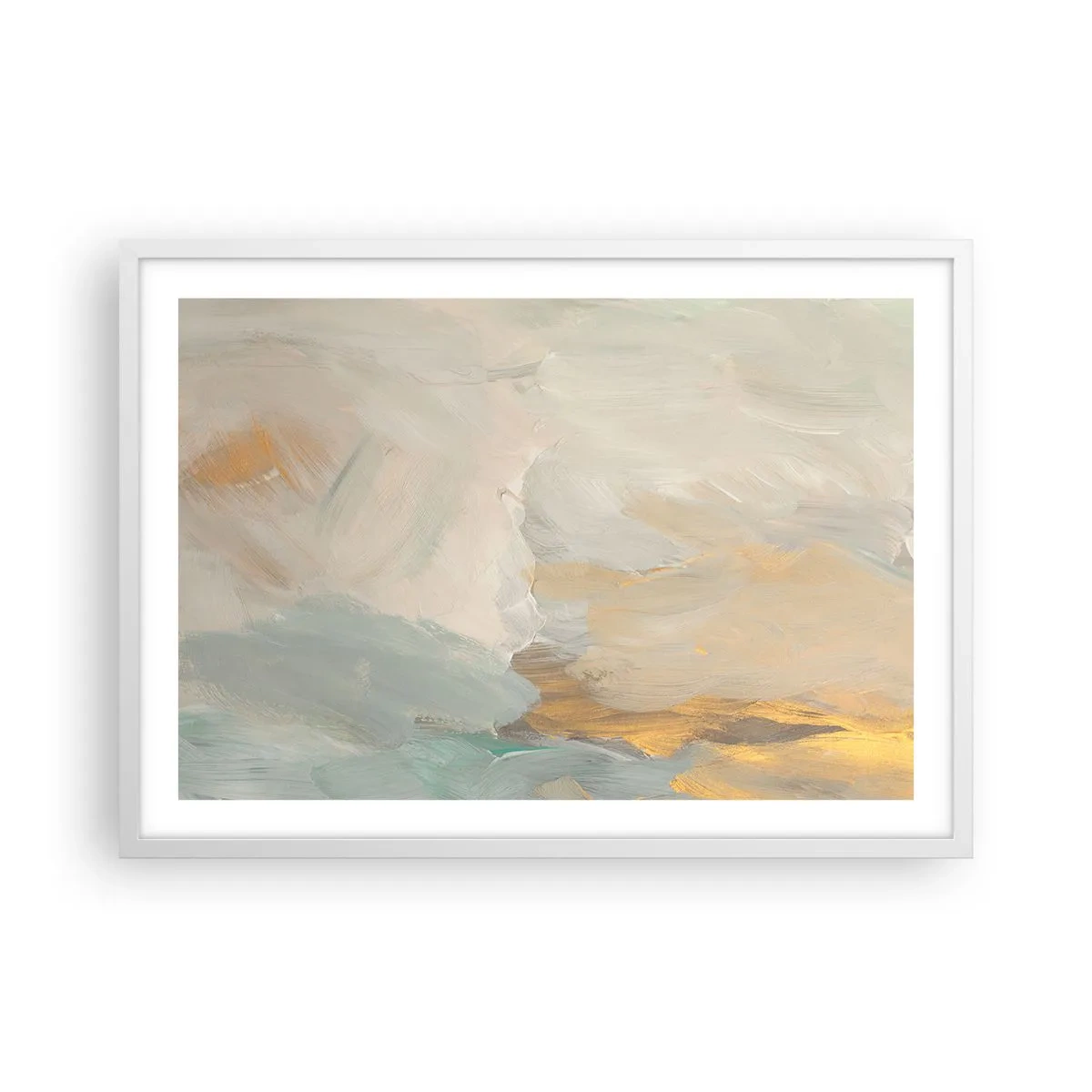 Plakat i hvid ramme - Abstraktion - blidhedens land - 70x50 cm