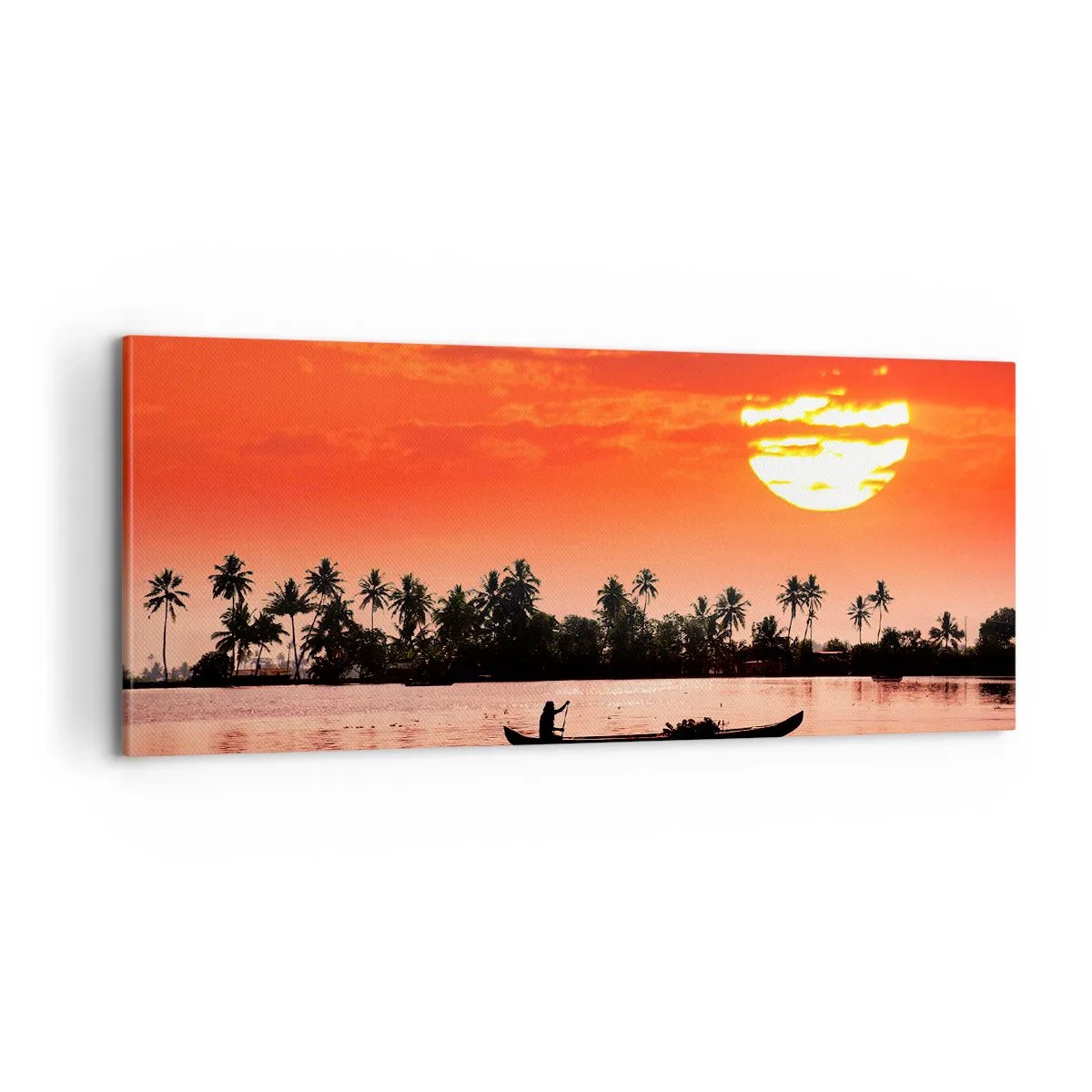 Lærredstryk - Billede på lærred - Tropernes ro ved solnedgang - 100x40 cm