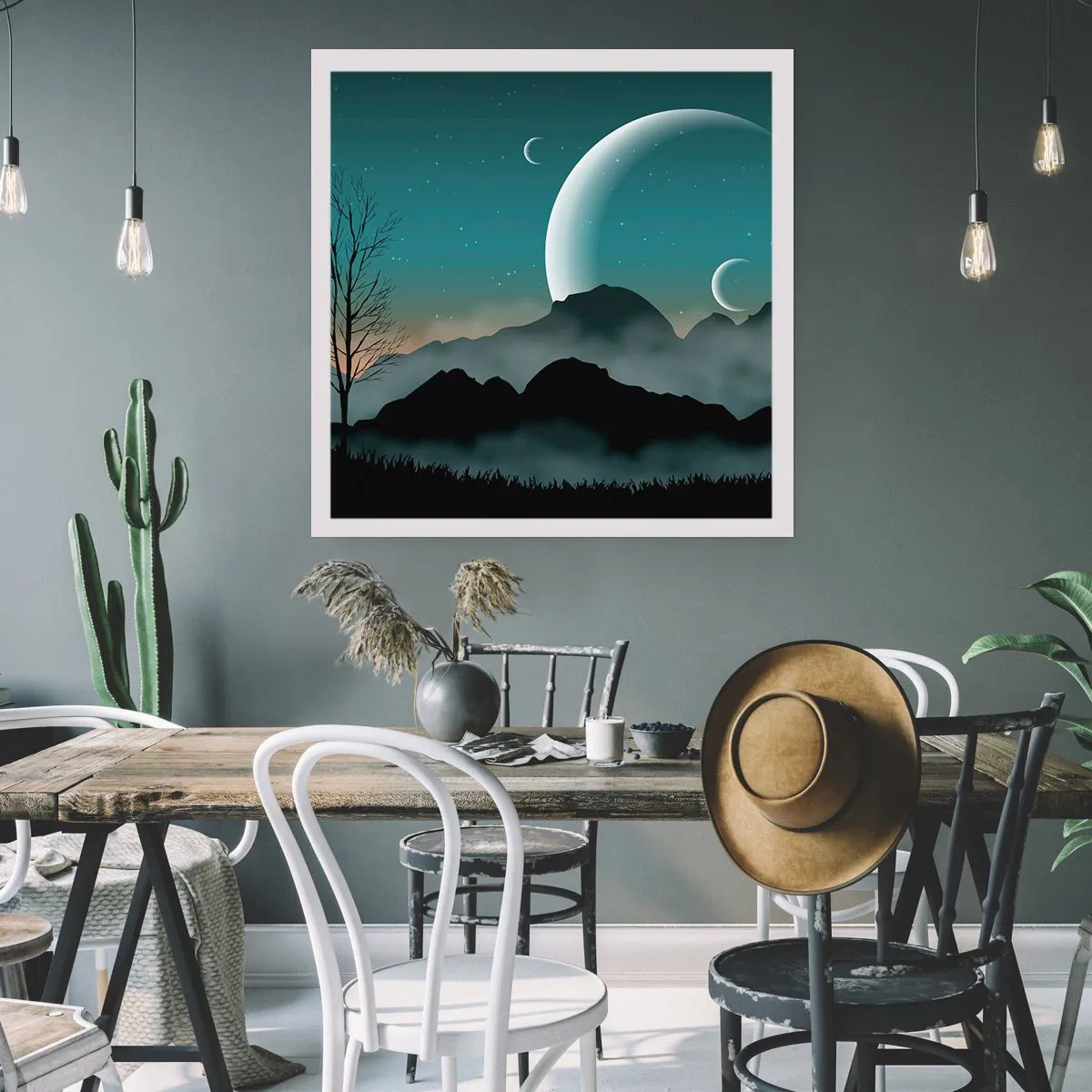 Plakat - Karneval i den stjerneklare nat - 40x40 cm