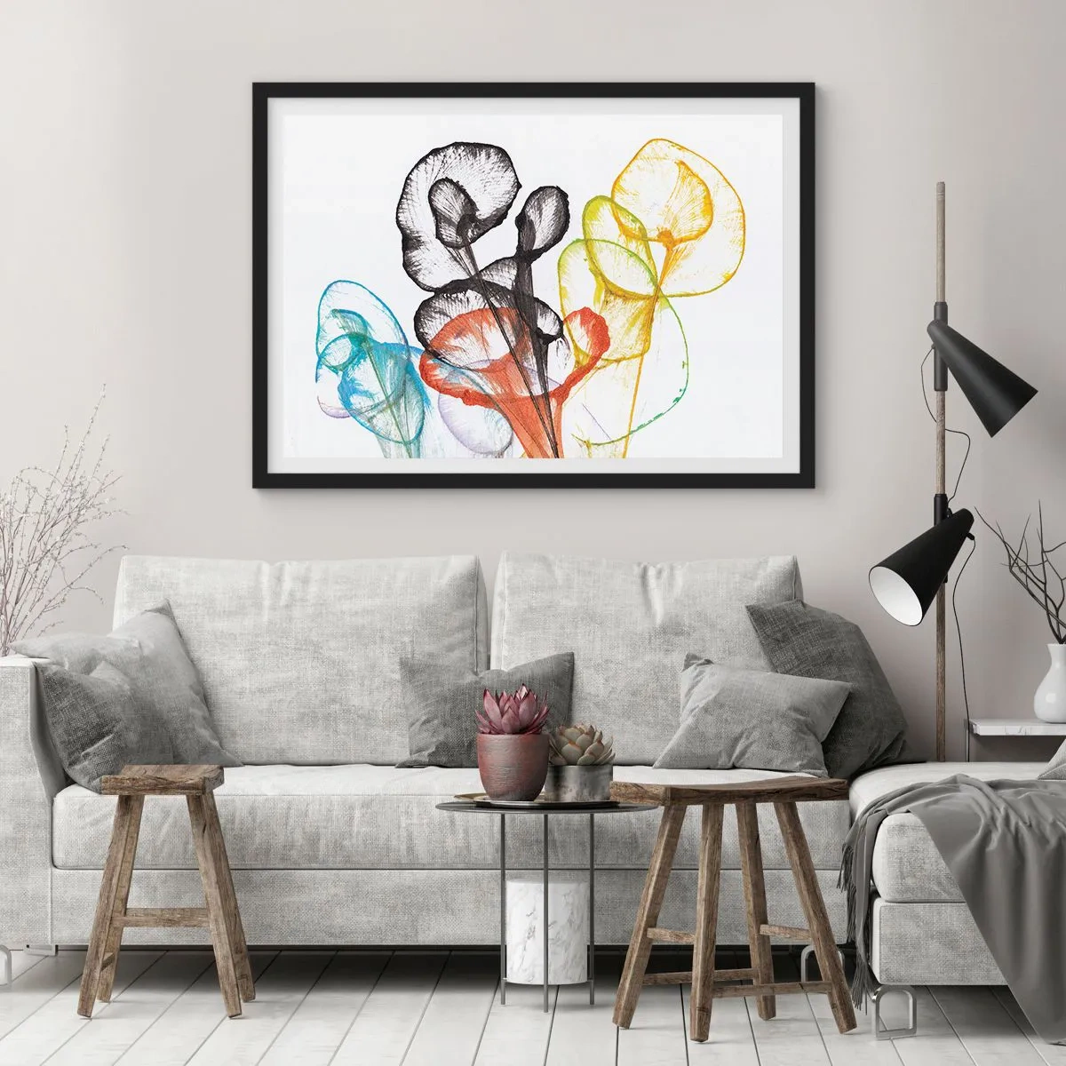 Plakat i sort ramme - Blomster med sjæl - 50x40 cm