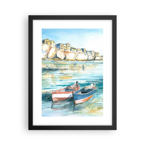 Plakat i sort ramme - Landskab i azurblå - 30x40 cm
