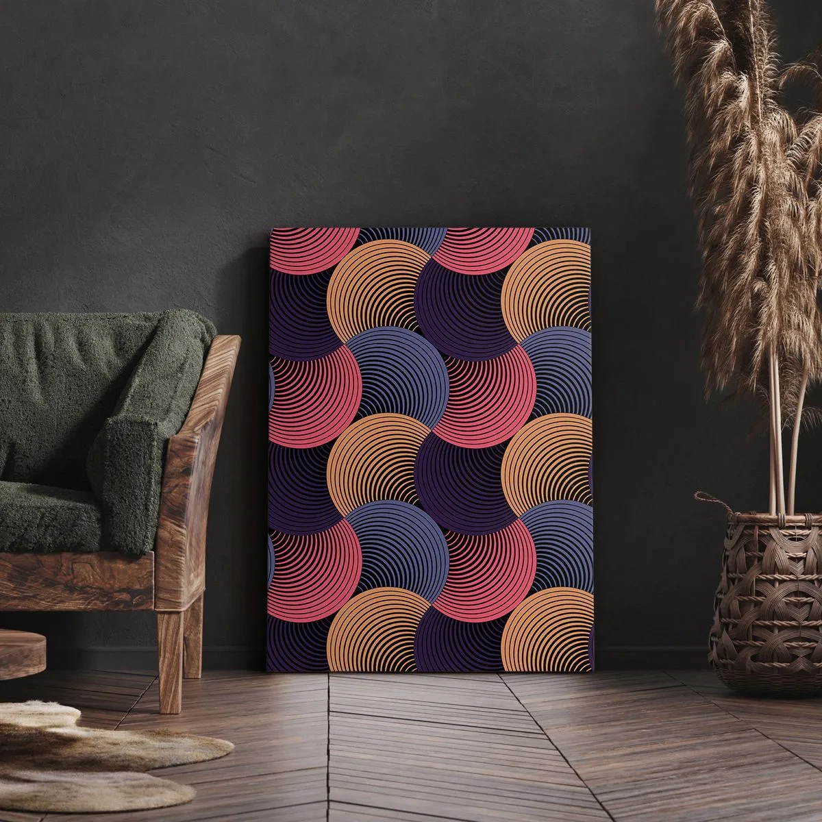 Lærredstryk - Billede på lærred - I en cirkulær rytme - 55x100 cm