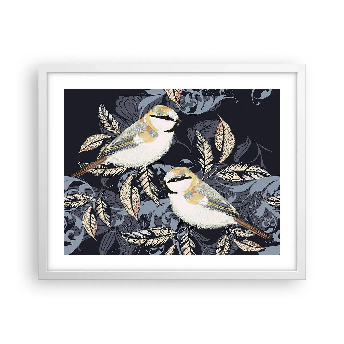 Plakat i hvid ramme - Gul-blå espalier - 50x40 cm