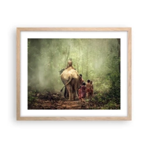 Plakat i ramme af lyst egetræ - Den nye Junglebog - 50x40 cm