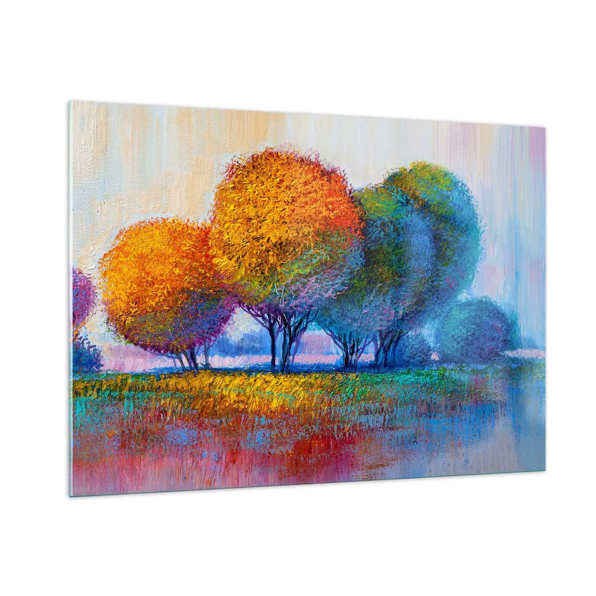 Billede på glas - En klump af piskende farver - 100x70 cm