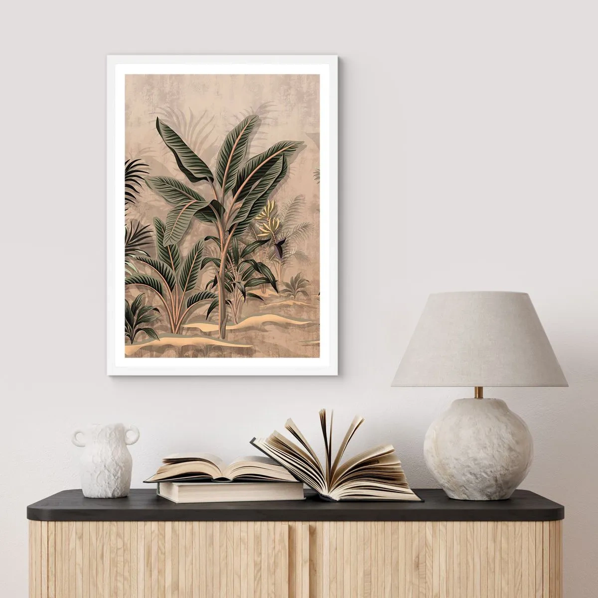 Plakat i hvid ramme - Gravering i kolonistil - 61x91 cm