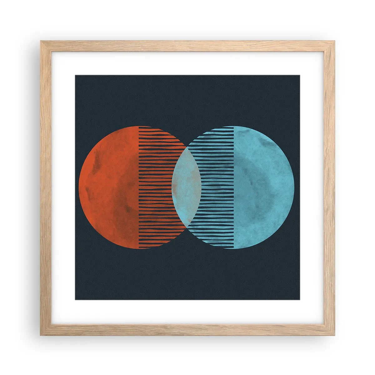 Plakat i ramme af lyst egetræ - Astronomisk fantasi - 40x40 cm