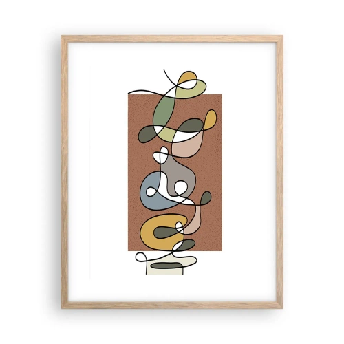 Plakat i ramme af lyst egetræ - En abstraktion, der er værd at smile over - 40x50 cm