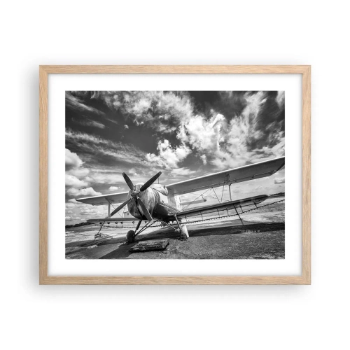 Plakat i ramme af lyst egetræ - Jeg kan ikke vente! - 50x40 cm