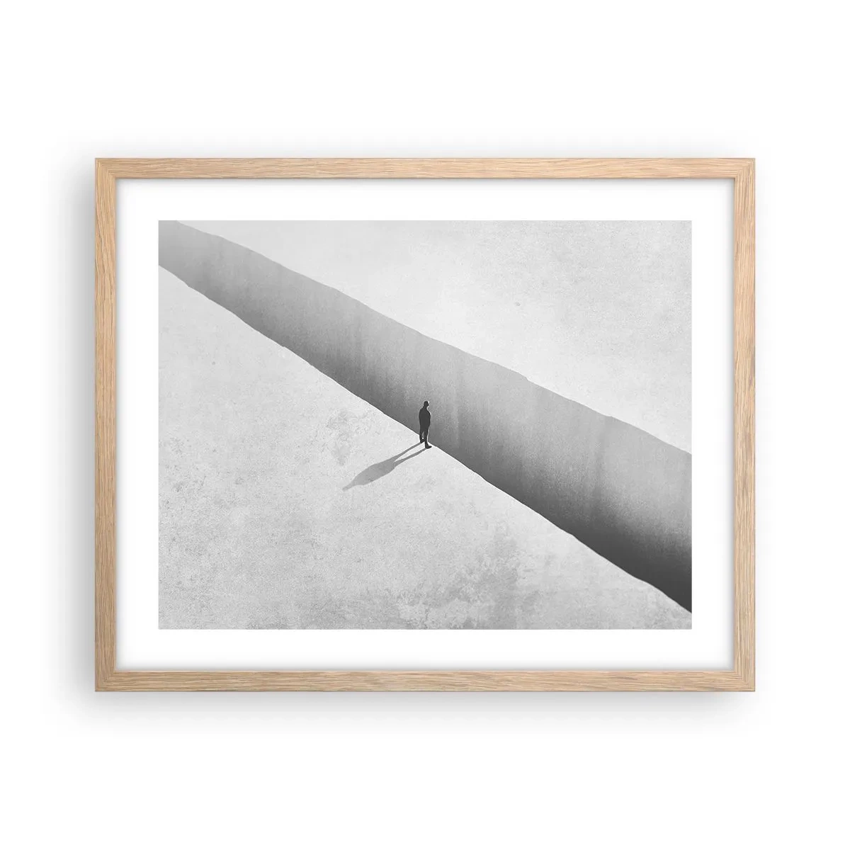 Plakat i ramme af lyst egetræ - Lys destination - 50x40 cm