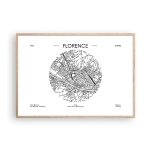 Plakat i ramme af lyst egetræ - Anatomi af Firenze - 100x70 cm