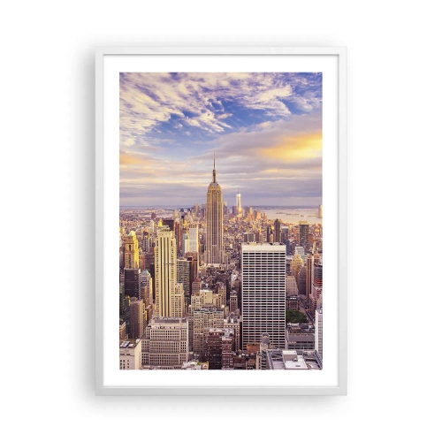 Plakat i hvid ramme - Ræk ud efter skyerne selv - 50x70 cm