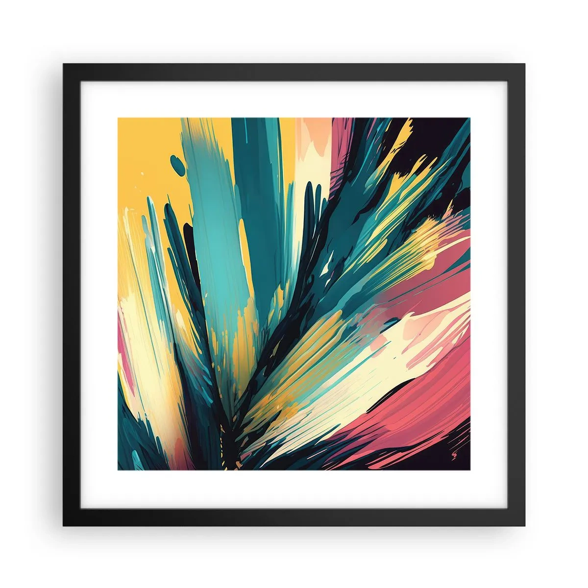 Plakat i sort ramme - Komposition - en eksplosion af glæde - 40x40 cm