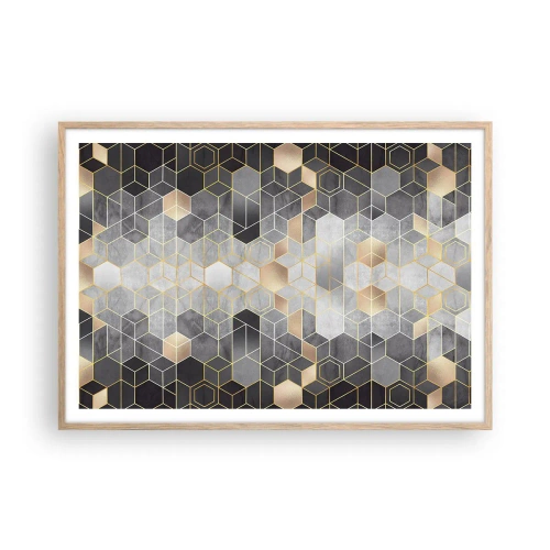 Plakat i ramme af lyst egetræ - Sammensætning af diamanter - 100x70 cm