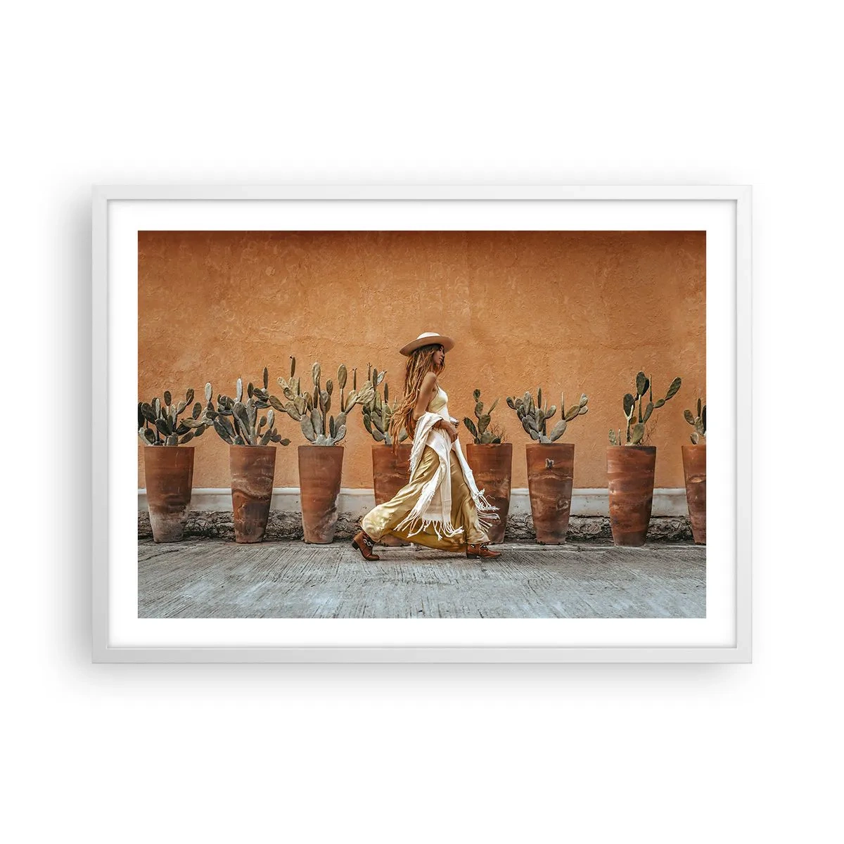 Plakat i hvid ramme - I en hippieagtig stil - 70x50 cm